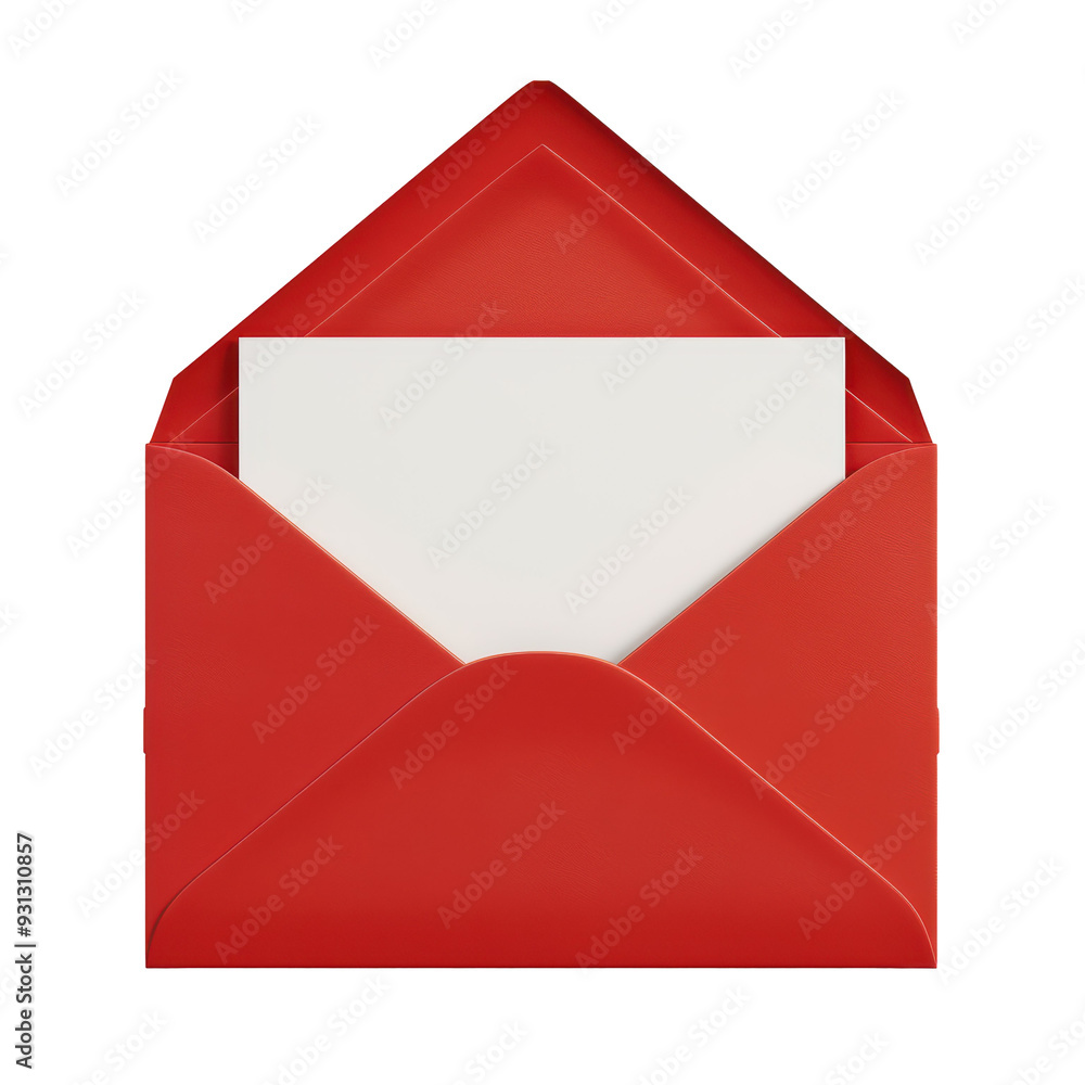 Red Envelope with Blank Card Isolated on Transparent or White Background, PNG Red Envelope with Blank Card Isolated on Transparent or White Background, PNG