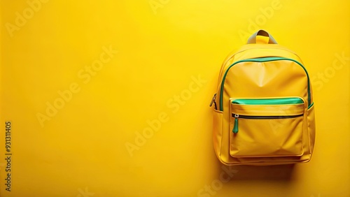 Vibrant yellow background with a stylish school bag, perfect for educational promotions, school bag, vibrant