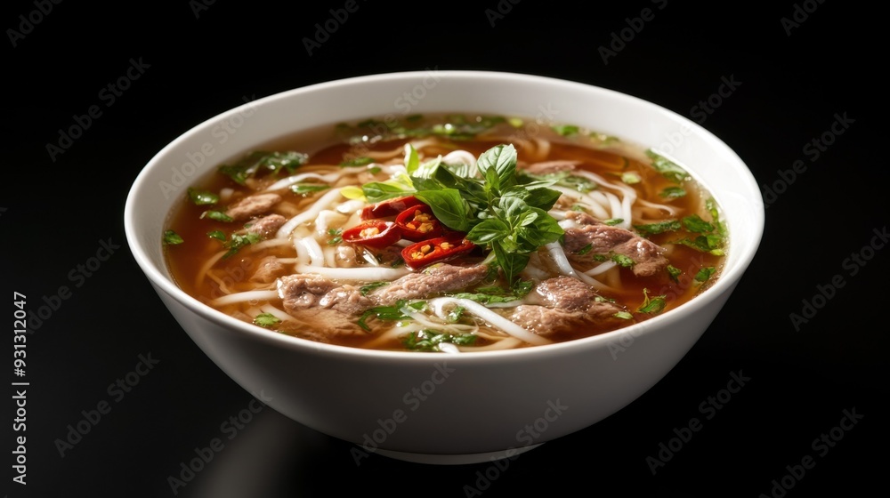 Explore the Rich Flavors of Vietnamese Beef Noodle Soup in a Beautifully Garnished Bowl Explore the Rich Flavors of Vietnamese Beef Noodle Soup in a Beautifully Garnished Bowl