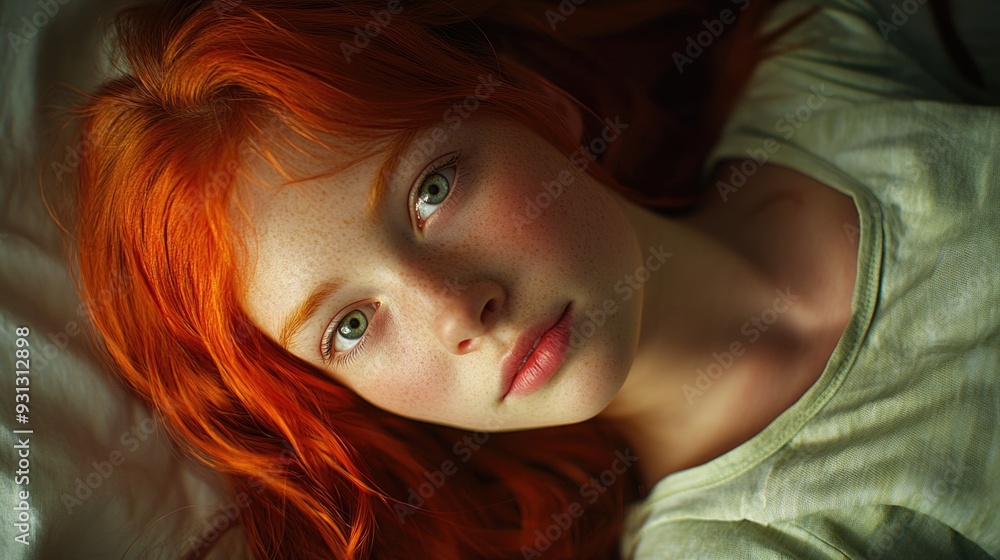 Red haired person close up Red haired person close up