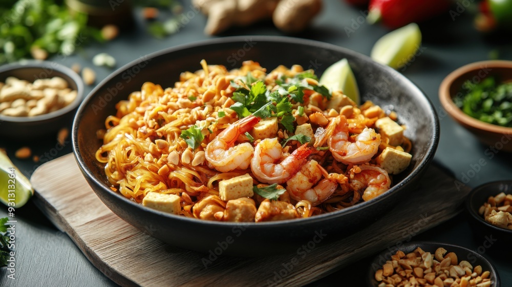 Delicious Shrimp Noodle Stir-Fry with Peanuts and Fresh Cilantro – A Flavorful Asian Cuisine Experience Delicious Shrimp Noodle Stir-Fry with Peanuts and Fresh Cilantro – A Flavorful Asian Cuisine Experience