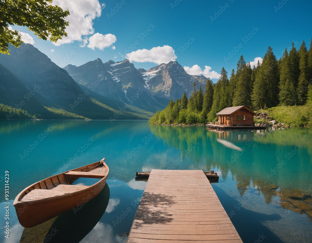 Obraz premium lake and mountains