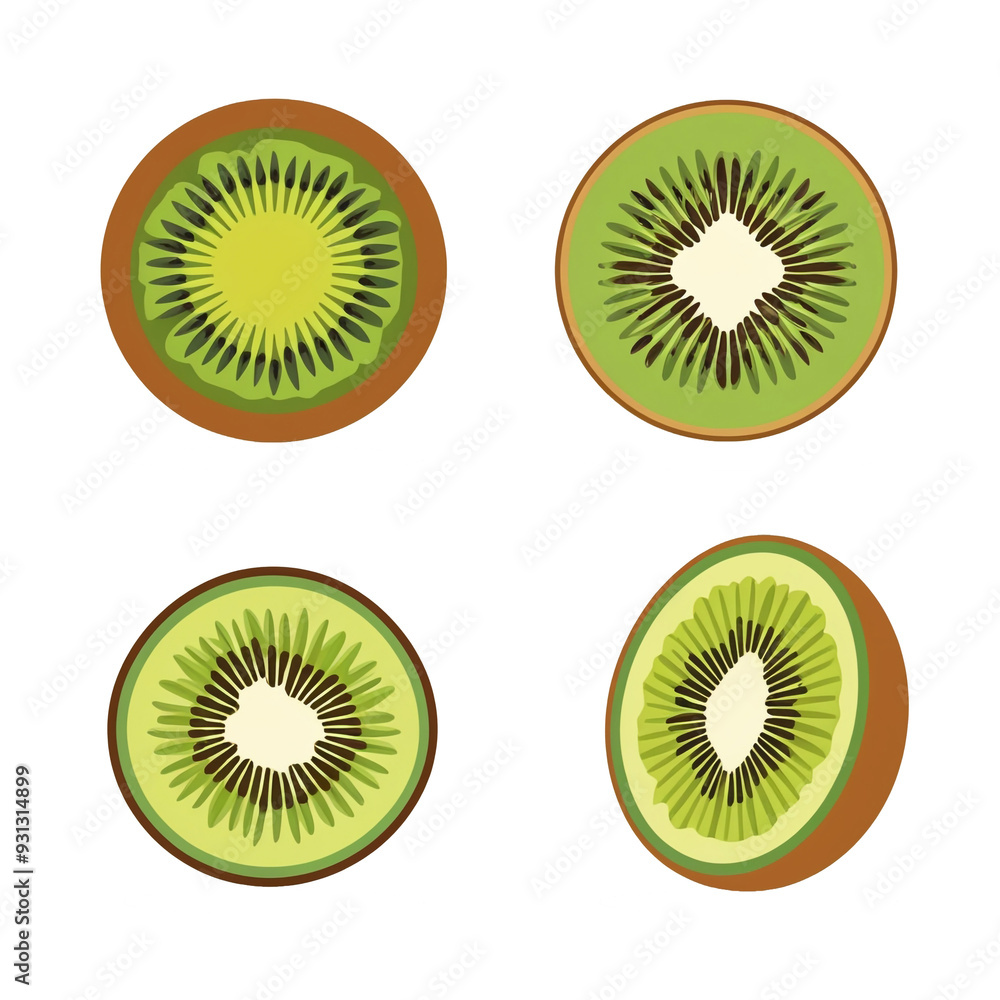 series of icons featuring kiwi fruit series of icons featuring kiwi fruit