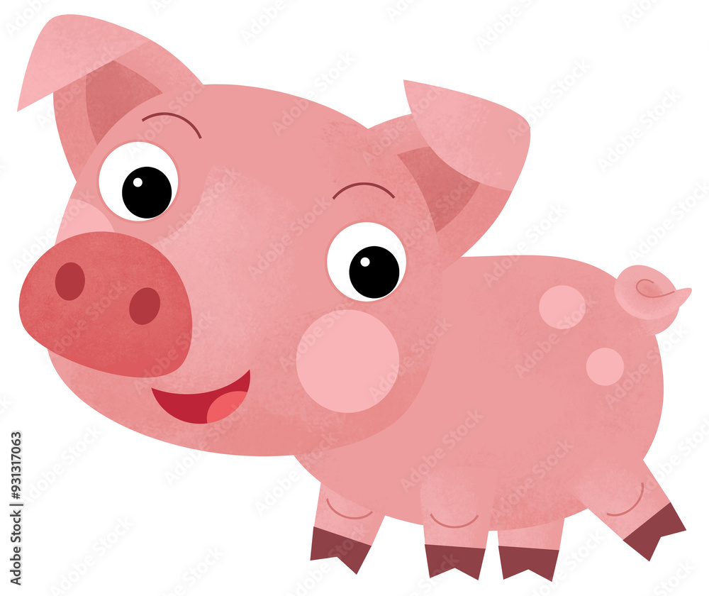 Cartoon happy scene with pig hog piggy farm ranch animal is looking and smiling illustration for kids Cartoon happy scene with pig hog piggy farm ranch animal is looking and smiling illustration for kids