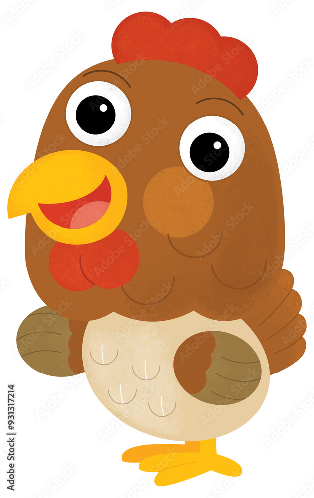 Φωτογραφία Cartoon happy farm animal cheerful hen chicken bird farm ranch animal looking an