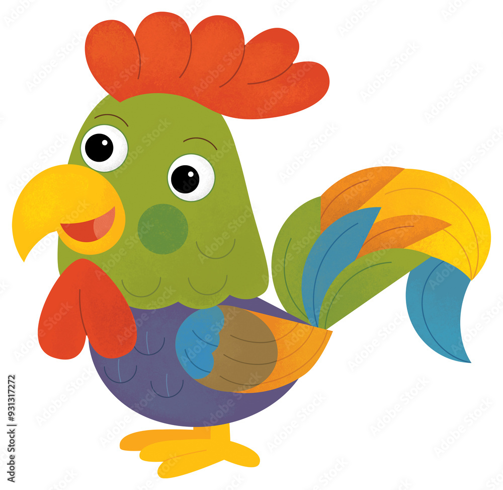 cartoon scene with happy smiling chicken rooster bird farm ranch animal isolated illustration for children cartoon scene with happy smiling chicken rooster bird farm ranch animal isolated illustration for children
