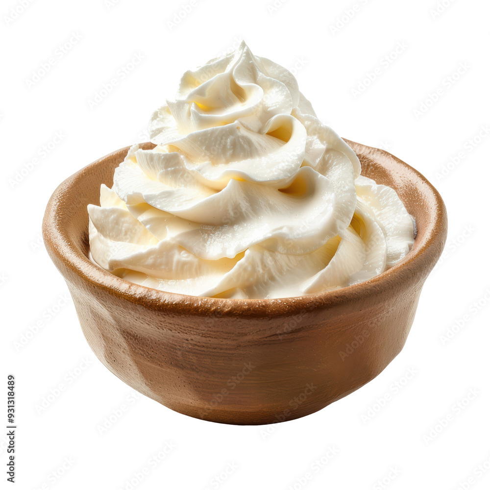 Sour Cream in a Bowl Isolated on Transparent or White Background, PNG Sour Cream in a Bowl Isolated on Transparent or White Background, PNG