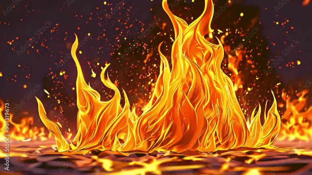 Fire Element Animated Cartoon Fire Element with Alpha Channel: 4K Resolution Pre-rendered ...