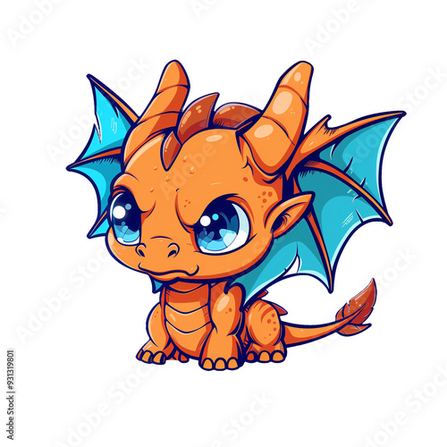 A Cartoon Red Dragon With Big Eyes And A Tail