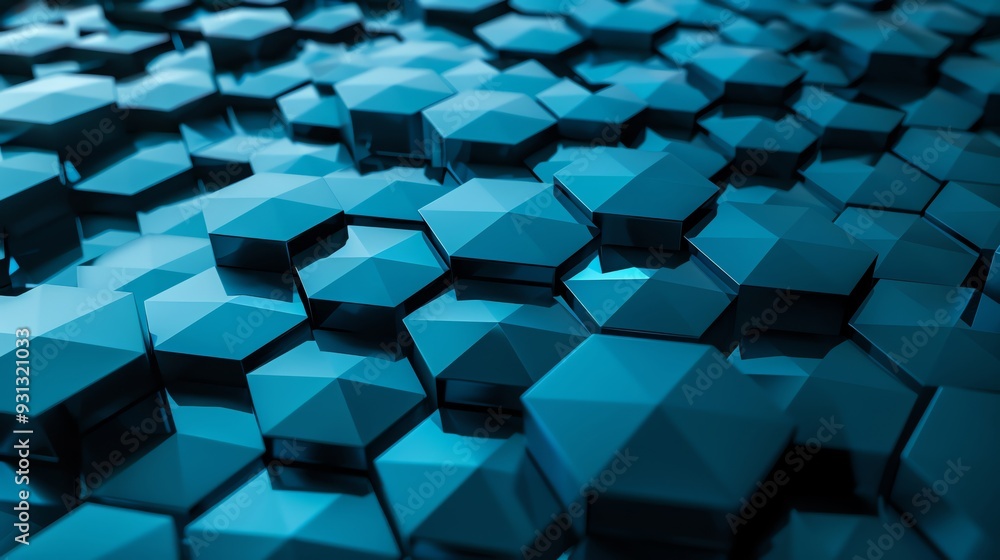 Abstract hexagonal pattern in vibrant blue tones, featuring a unique three-dimensional texture, perfect for backgrounds and designs. Abstract hexagonal pattern in vibrant blue tones, featuring a unique three-dimensional texture, perfect for backgrounds and designs.