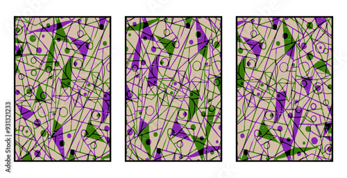 Set of 3 Abstract pattern. Illustration for printing on wall decorations. For use in graphics.