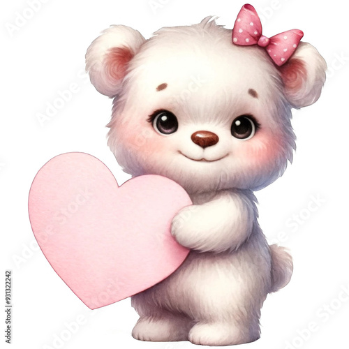 A bear with heart shaped for text illustration 