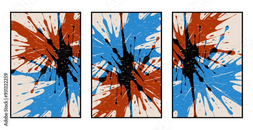 Set of 3 Abstract pattern. Illustration for printing on wall decorations. For use in graphics.