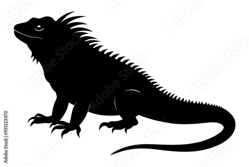 Beautiful iguana silhouette black icon vector art illustration 