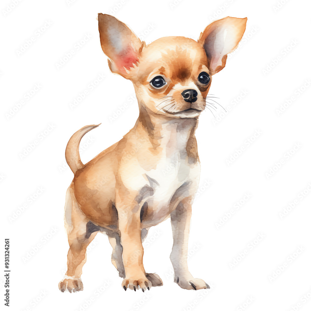 Watercolor cute Chihuahua puppy clipart on a isolated background, transparent png
Watercolor cute Chihuahua puppy clipart on a isolated background, transparent png