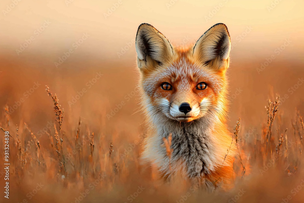 Obraz premium Red Fox in Golden Light.