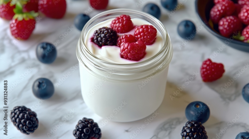 Delicious yogurt topped with fresh berries creates a vibrant and healthy treat, perfect for breakfast or dessert options. Delicious yogurt topped with fresh berries creates a vibrant and healthy treat, perfect for breakfast or dessert options.