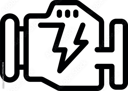 Simple line icon of an electric engine, symbolizing sustainable transportation and green technology
