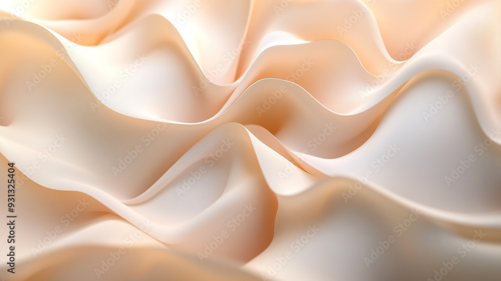 Obraz premium Soft, flowing fabric drapes create gentle waves under soft lighting