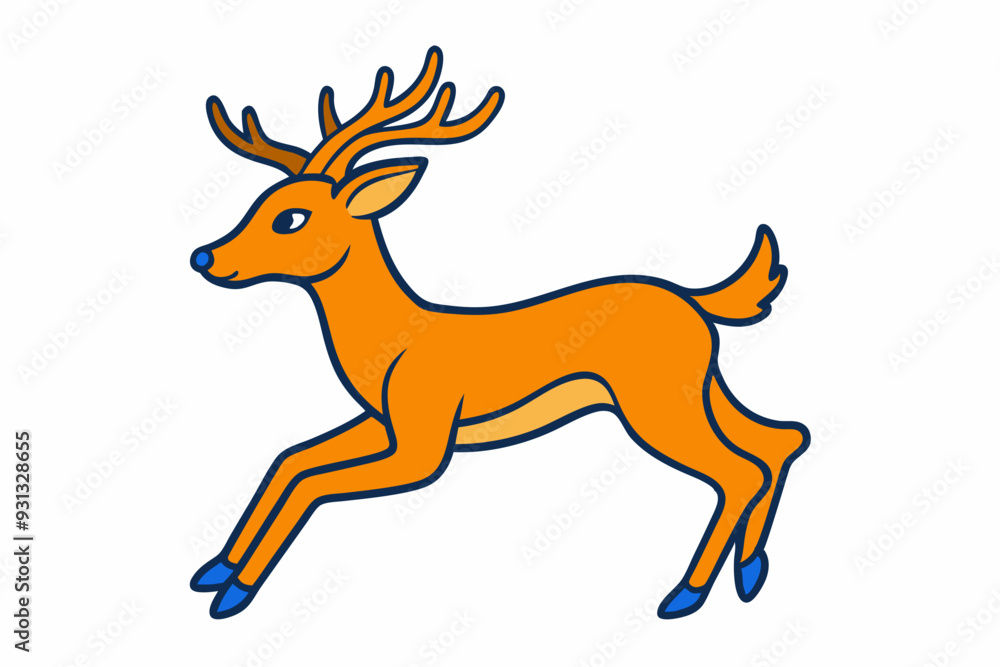 Fototapeta premium Minimalistic leaping deer vector art illustration
