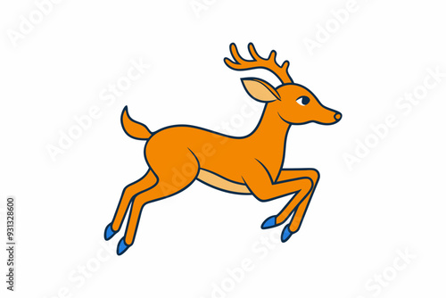 Minimalistic leaping deer vector art illustration