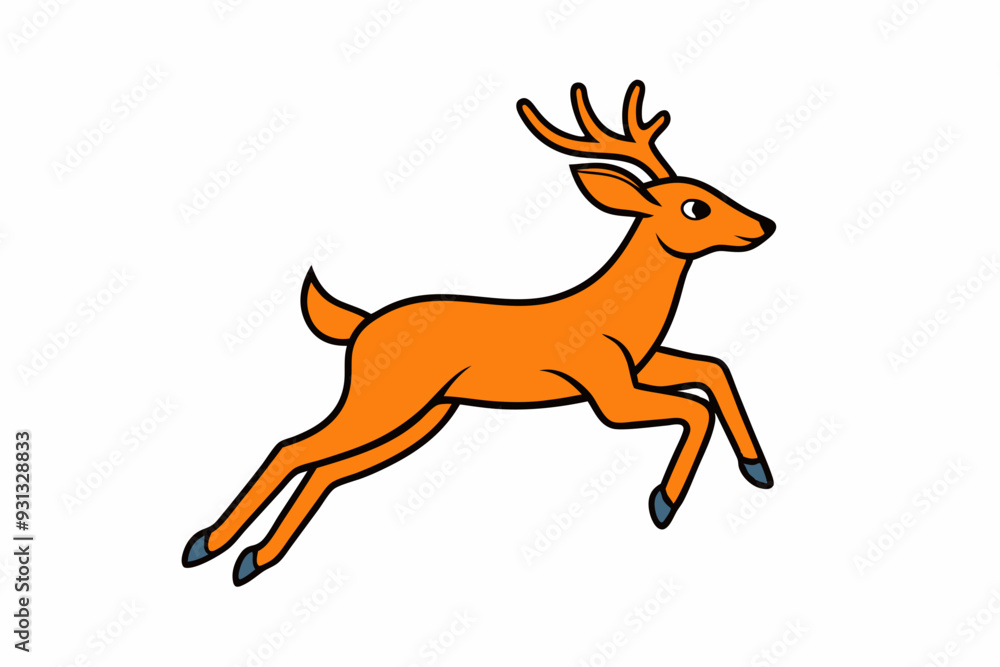 Fototapeta premium Minimalistic leaping deer vector art illustration