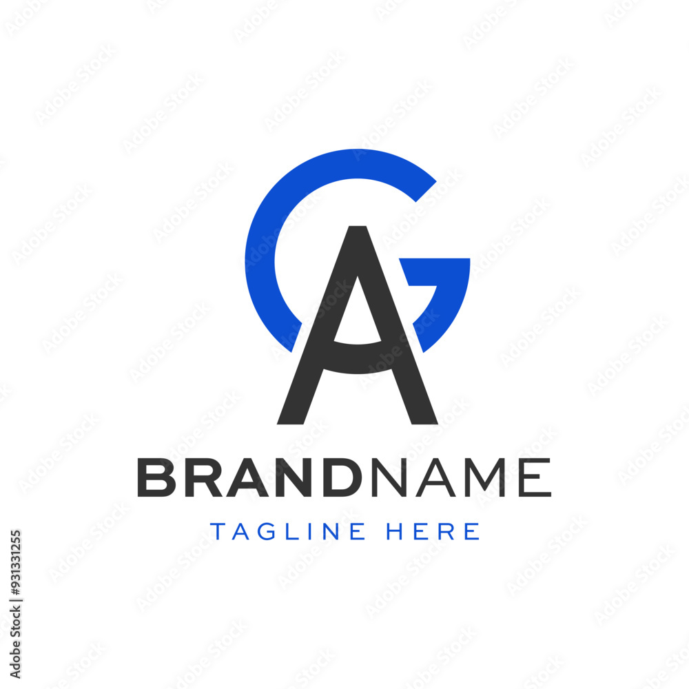 Letter G and A or GA or AG logo symbol icon flat stock vector design