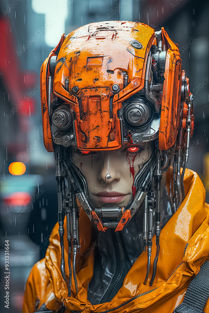 Porträt eines humanoiden Roboters, Cyberpunk, Generative AI Porträt eines humanoiden Roboters, Cyberpunk, Generative AI