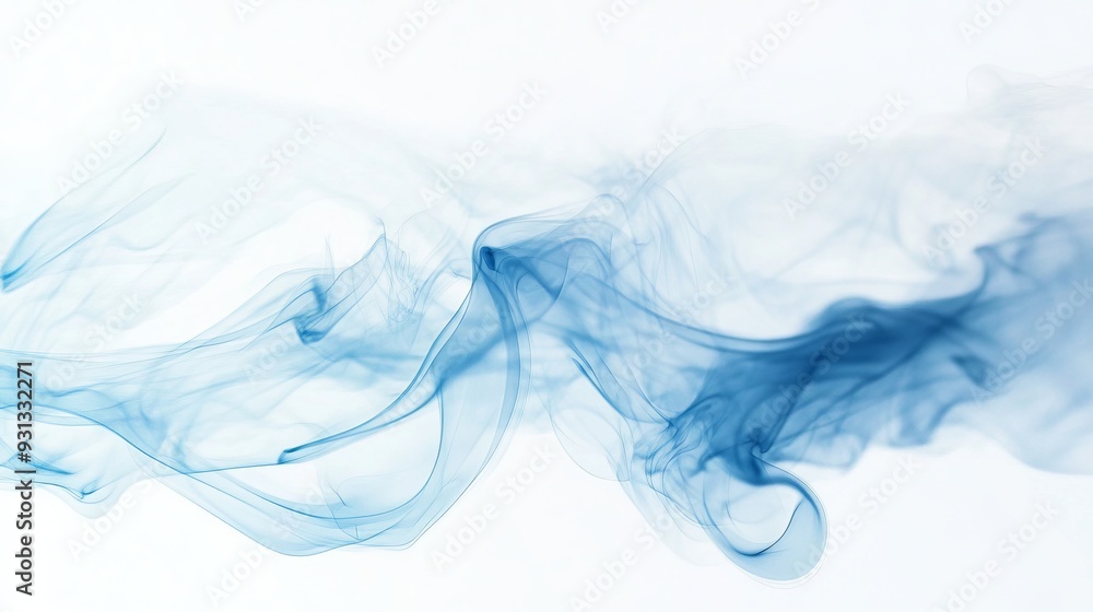 Abstract blue smoke gracefully swirling and flowing on a white background, creating a dynamic and ethereal visual effect. Abstract blue smoke gracefully swirling and flowing on a white background, creating a dynamic and ethereal visual effect.