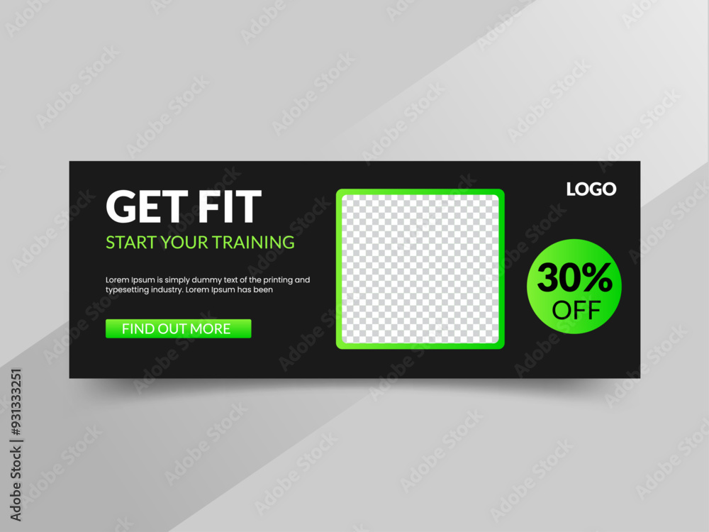 Fitness facebook cover banner template design. Fitness facebook cover banner template design.