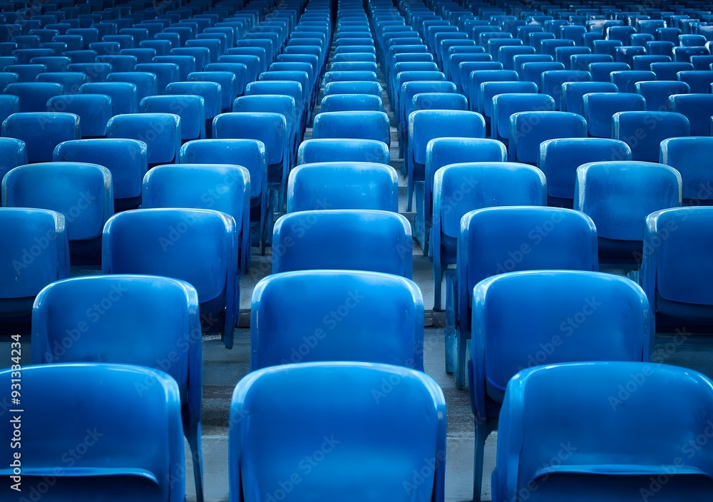 blue seats in the stands of an empty stadium, stock photo, high resolution, super detailed blue seats in the stands of an empty stadium, stock photo, high resolution, super detailed