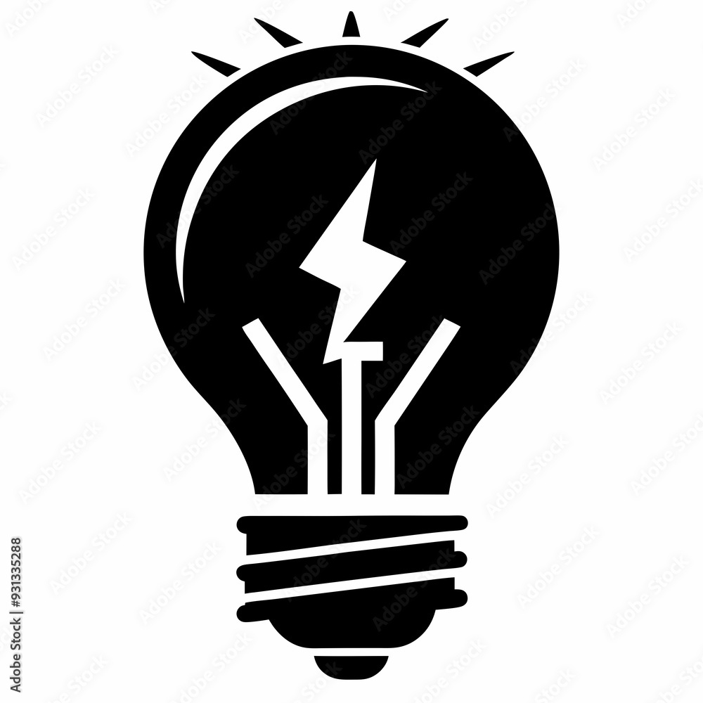 electric bulb Black silhouette electric bulb Black silhouette