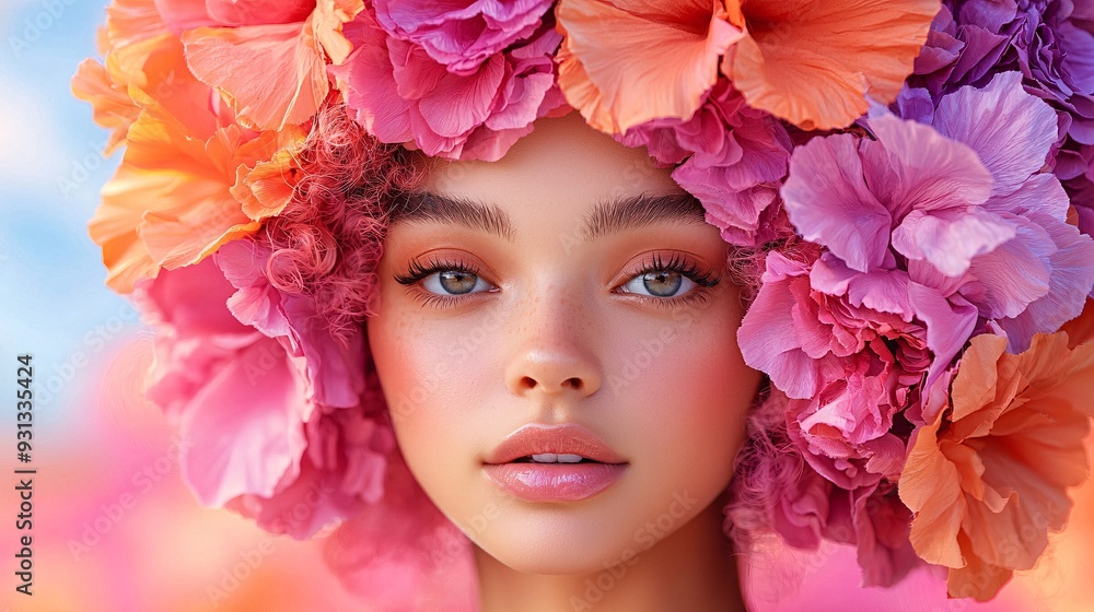 Woman with Flowers in Hair. Woman with Flowers in Hair.