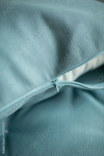 blue pillow on zipper