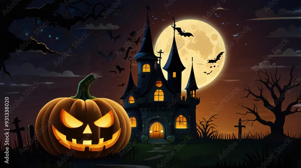 Fototapeta premium halloween background with pumpkin