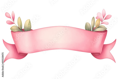 A delicate pink ribbon with floral accents, perfect for invitations, announcements, or framing messages.