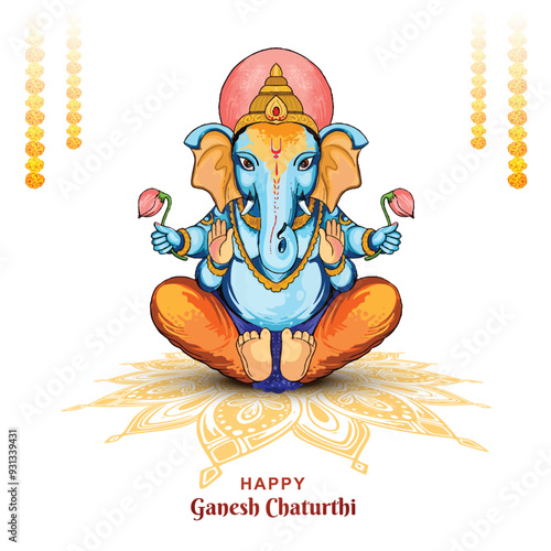 Illustration of lord ganpati background for ganesh chaturthi holiday card background