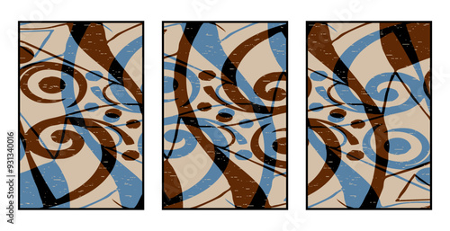 Set of 3 Abstract pattern. Illustration for printing on wall decorations. For use in graphics.