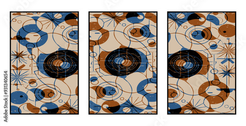 Set of 3 Abstract pattern. Illustration for printing on wall decorations. For use in graphics.