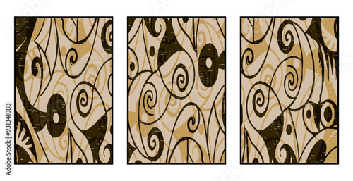 Set of 3 Abstract pattern. Illustration for printing on wall decorations. For use in graphics.