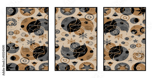 Set of 3 Abstract pattern. Illustration for printing on wall decorations. For use in graphics.