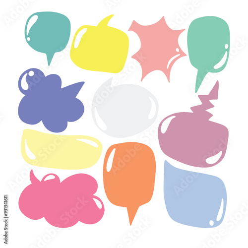 set of talk bubbles or speech talk isolated on white background. doodles illustration element