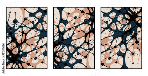 Set of 3 Abstract pattern. Illustration for printing on wall decorations. For use in graphics.