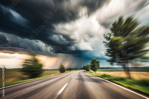 Motion blur the road to storm