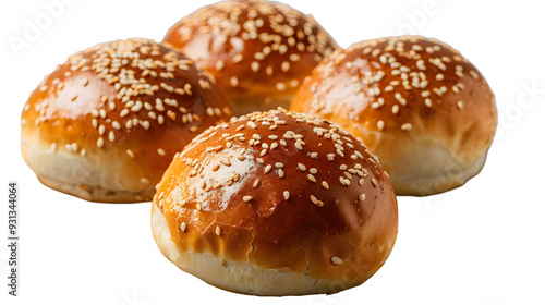 Buns with sesame isolated on white background