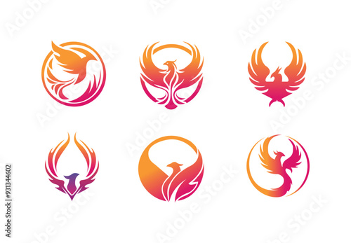 vector set of phoenix brand logo design. phoenix logo design concept . phoenix logo idea vector . phoenix company logo design concept.