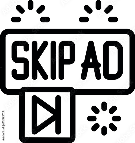 Skip ad button with a play icon allowing users to bypass advertisement content