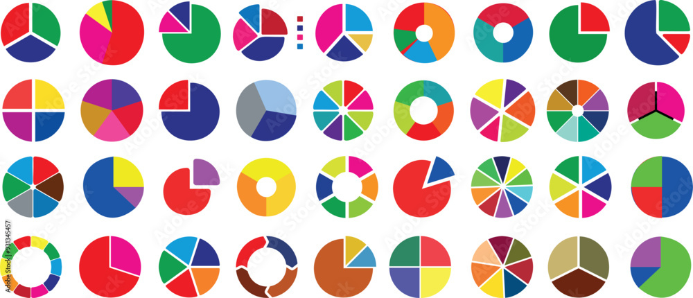 Colorful pie chart, data visualization, infographic element, statistic graph, colorful segment, abstract design, analysis tool, presentation, market research, report, analytic, information display Colorful pie chart, data visualization, infographic element, statistic graph, colorful segment, abstract design, analysis tool, presentation, market research, report, analytic, information display