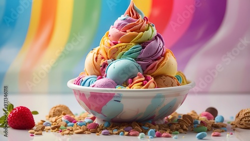 Creative ice cream flavors day, happy national ice cream, colorful solid background
