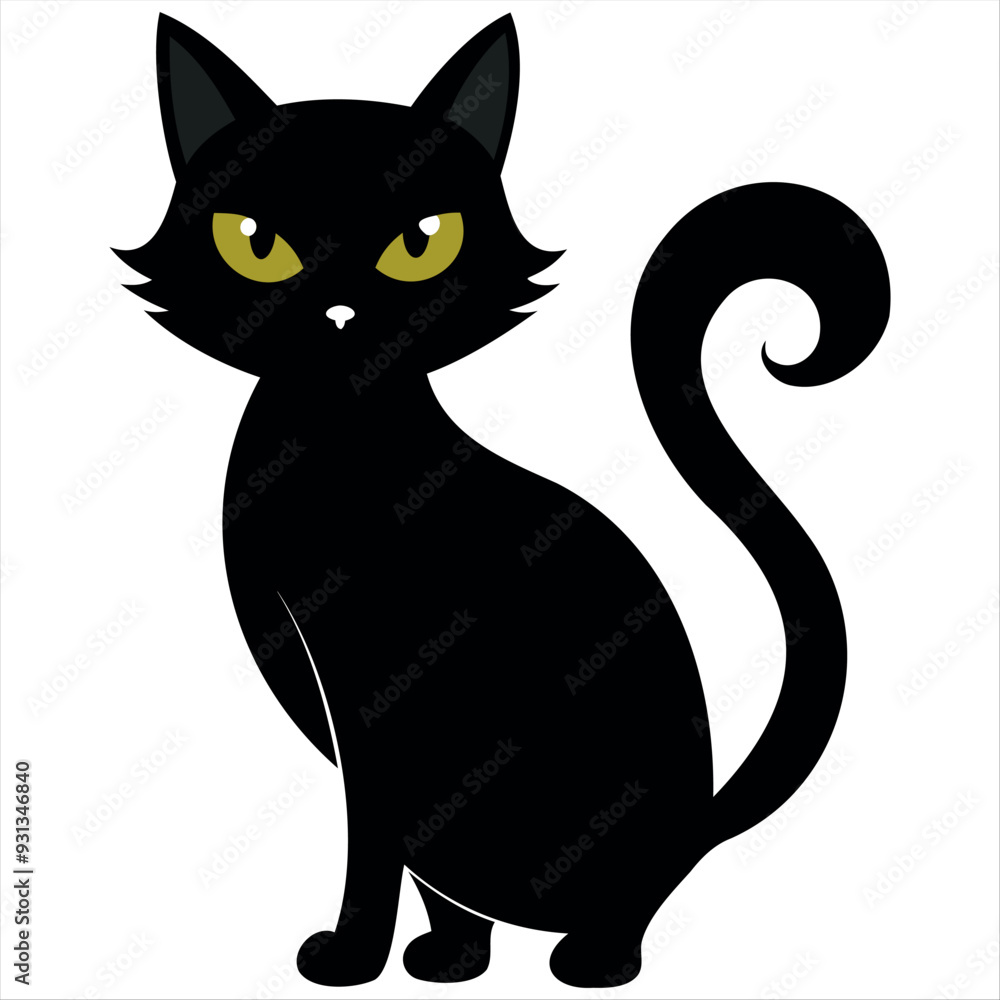 Horror black cat silhouette for Halloween design isolated on a white background Horror black cat silhouette for Halloween design isolated on a white background